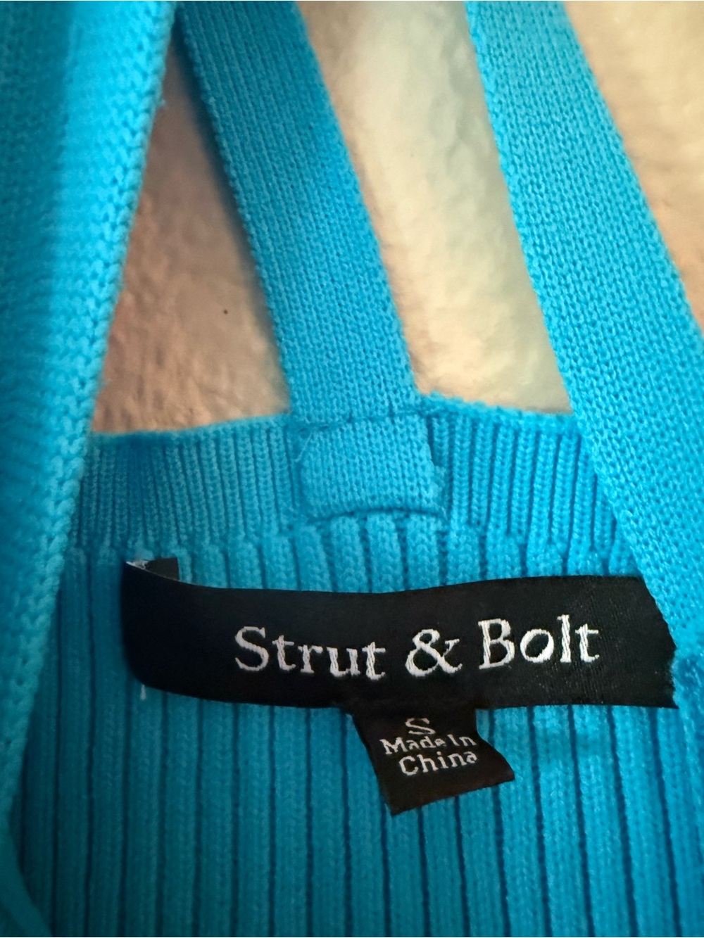 Strut & Bolt Bright Blue Ribbed Halter Tank Top - Picture 2 of 3